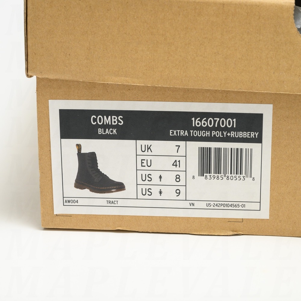 Dr Martens Combs Poly Rubbery Women's Sz 9 Black Casual Combat Boots 16607001 - Picture 12 of 12